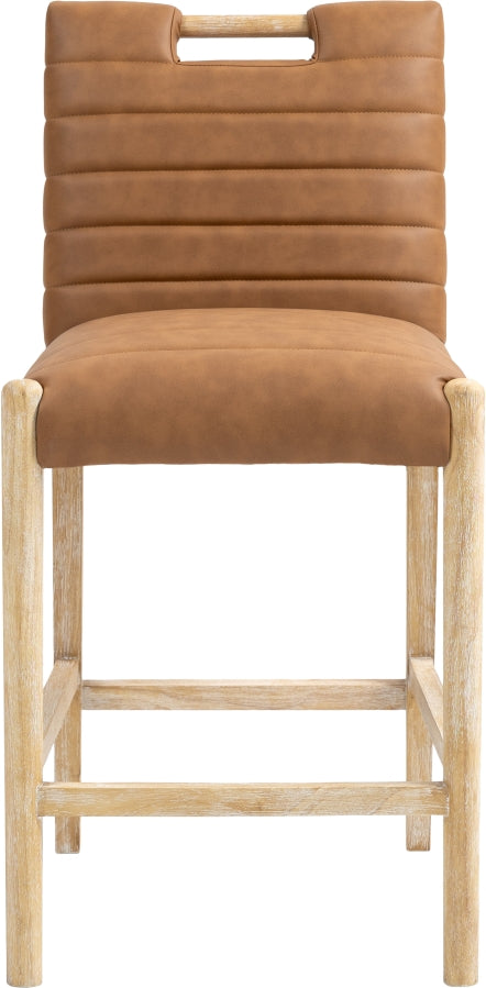 Aimee Vegan Leather Counter Stool in Cognac from Meridian - Luna Furniture