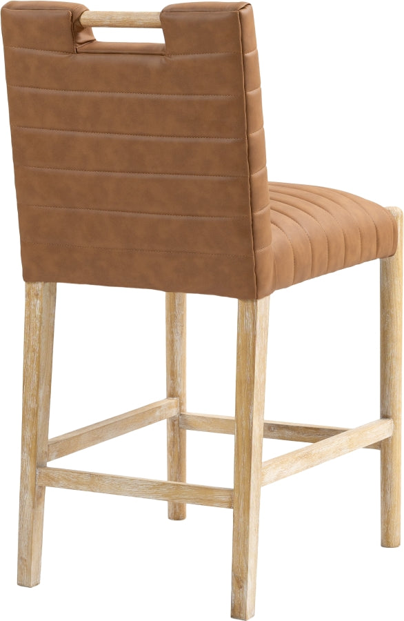 Aimee Vegan Leather Counter Stool in Cognac from Meridian - Luna Furniture