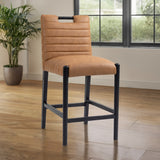 Aimee Vegan Leather Counter Stool in Cognac from Meridian - Luna Furniture