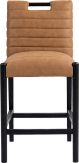 Aimee Vegan Leather Counter Stool in Cognac from Meridian - Luna Furniture