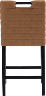 Aimee Vegan Leather Counter Stool in Cognac from Meridian - Luna Furniture