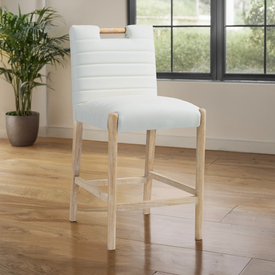 Aimee Vegan Leather Counter Stool in Cream from Meridian - Luna Furniture