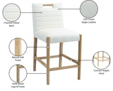 Aimee Vegan Leather Counter Stool in Cream from Meridian - Luna Furniture