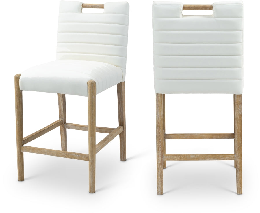 Aimee Vegan Leather Counter Stool in Cream from Meridian - Luna Furniture