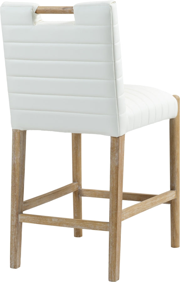 Aimee Vegan Leather Counter Stool in Cream from Meridian - Luna Furniture