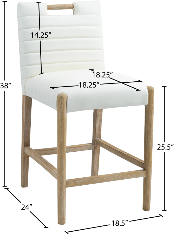 Aimee Vegan Leather Counter Stool in Cream from Meridian - Luna Furniture