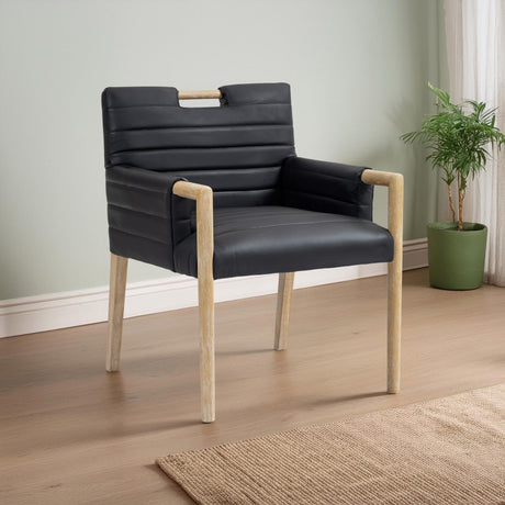 Aimee Vegan Leather Dining Arm Chair in Black from Meridian - Luna Furniture