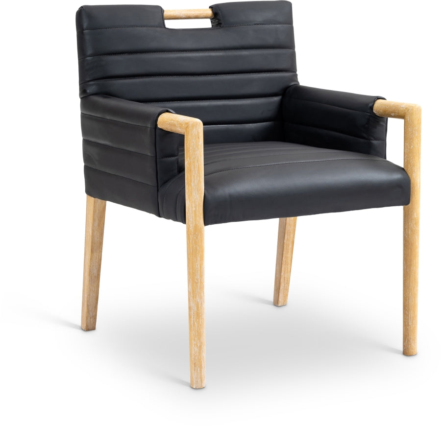 Aimee Vegan Leather Dining Arm Chair in Black from Meridian - Luna Furniture