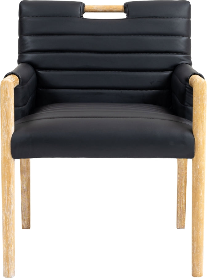 Aimee Vegan Leather Dining Arm Chair in Black from Meridian - Luna Furniture