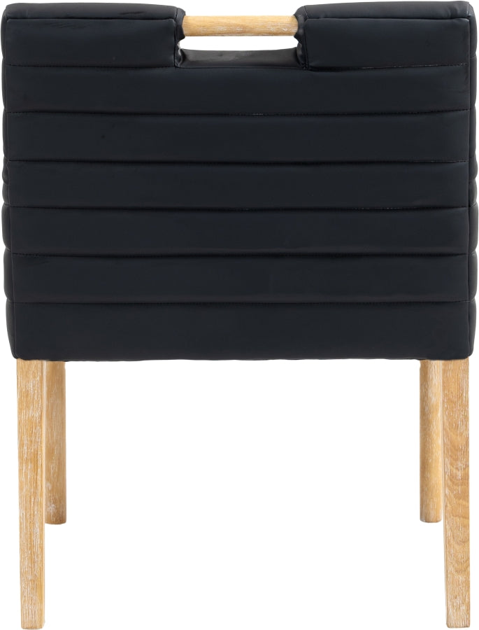 Aimee Vegan Leather Dining Arm Chair in Black from Meridian - Luna Furniture