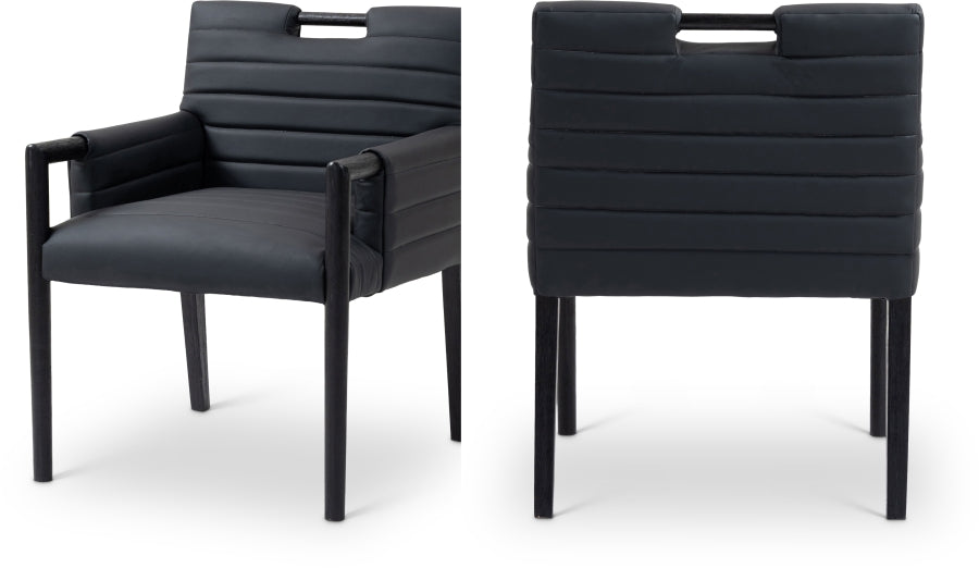 Aimee Vegan Leather Dining Arm Chair in Black from Meridian - Luna Furniture