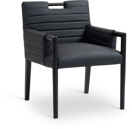 Aimee Vegan Leather Dining Arm Chair in Black from Meridian - Luna Furniture