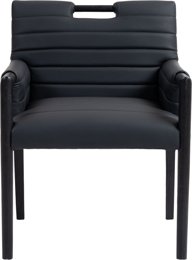 Aimee Vegan Leather Dining Arm Chair in Black from Meridian - Luna Furniture