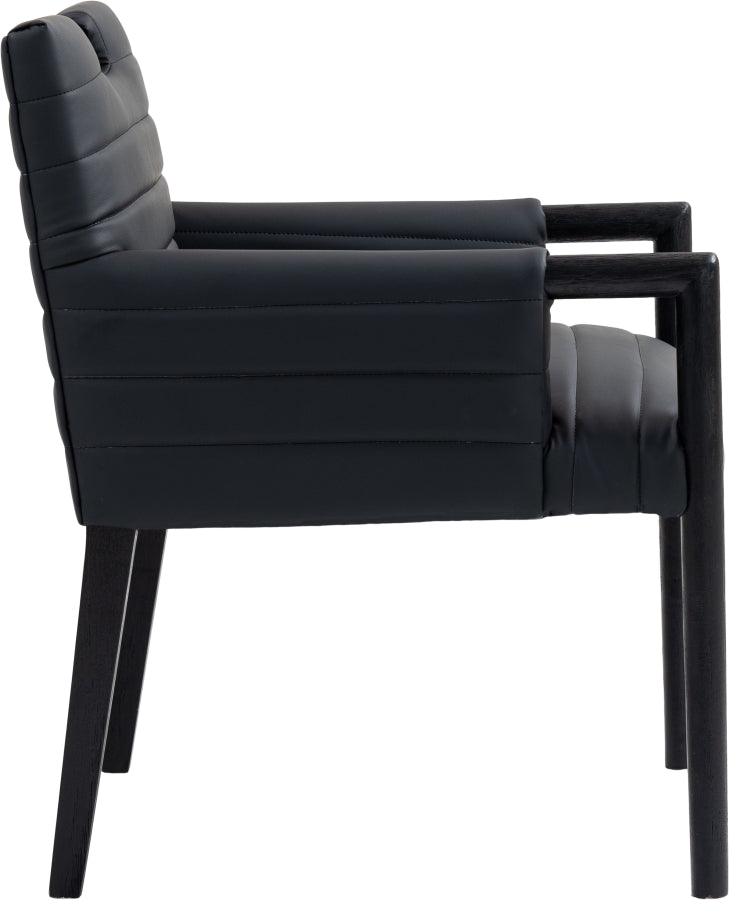 Aimee Vegan Leather Dining Arm Chair in Black from Meridian - Luna Furniture