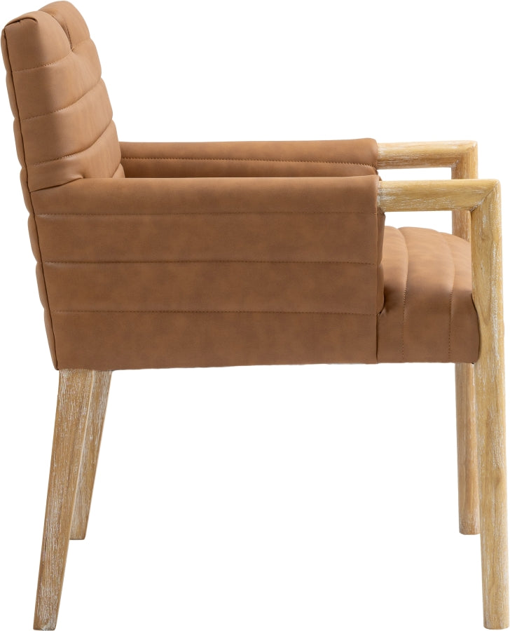 Aimee Vegan Leather Dining Arm Chair in Cognac from Meridian - Luna Furniture