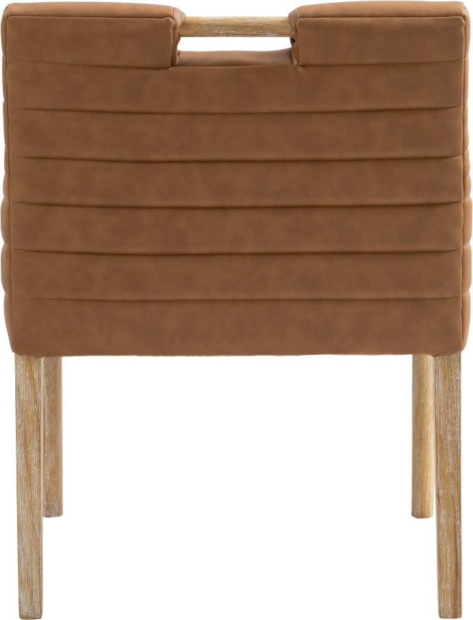 Aimee Vegan Leather Dining Arm Chair in Cognac from Meridian - Luna Furniture