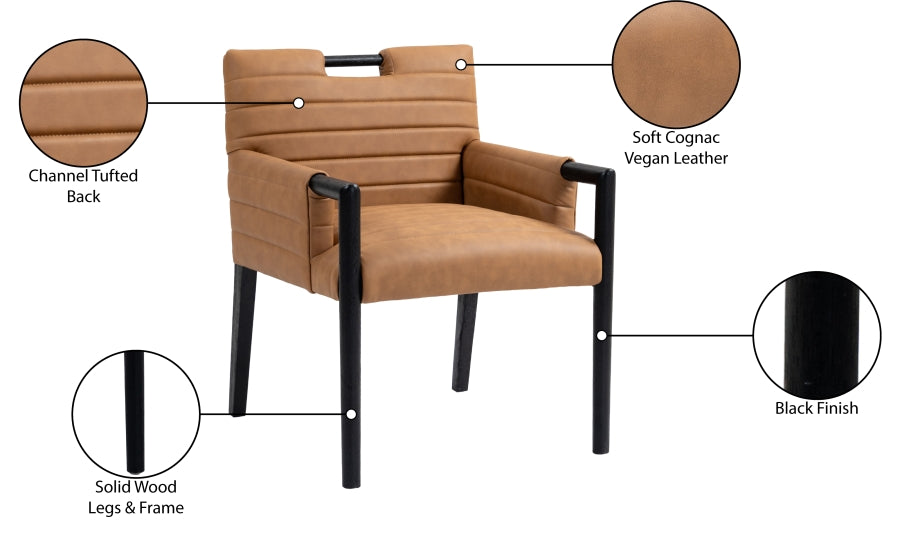 Aimee Vegan Leather Dining Arm Chair in Cognac from Meridian - Luna Furniture