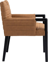 Aimee Vegan Leather Dining Arm Chair in Cognac from Meridian - Luna Furniture