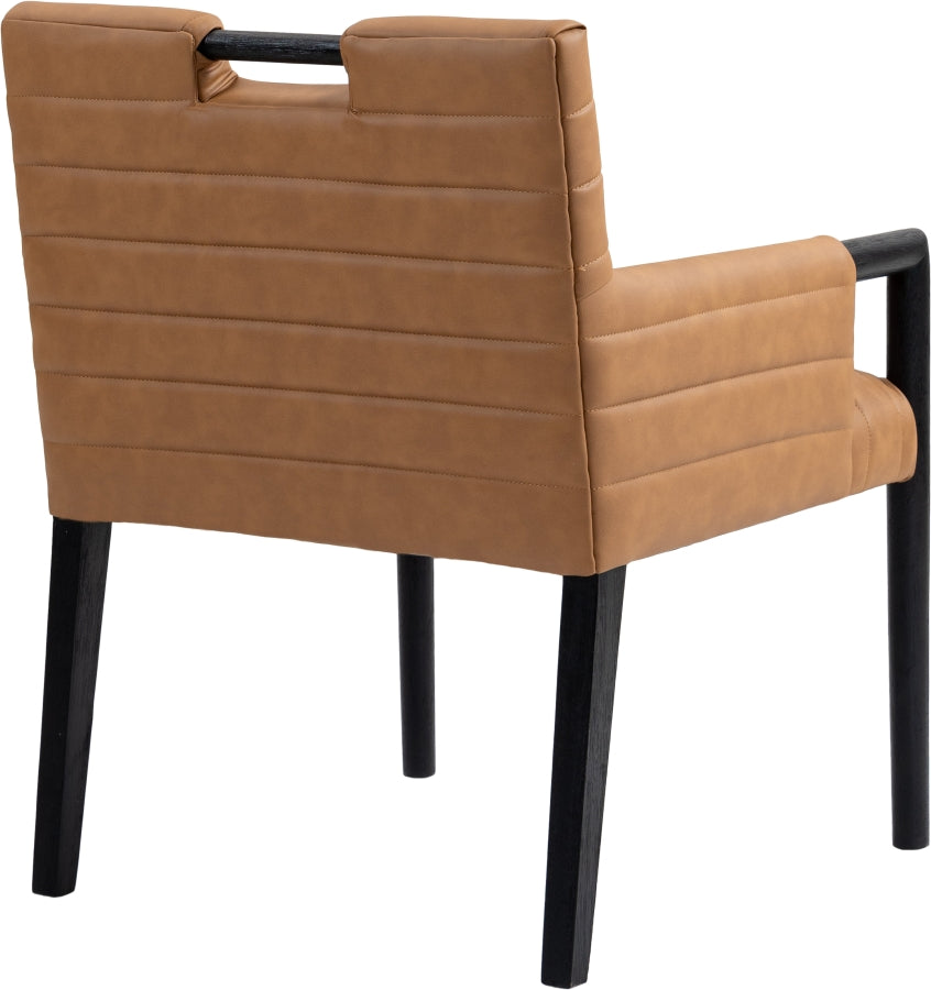 Aimee Vegan Leather Dining Arm Chair in Cognac from Meridian - Luna Furniture