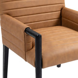 Aimee Vegan Leather Dining Arm Chair in Cognac from Meridian - Luna Furniture