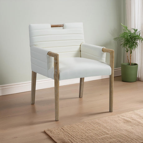 Aimee Vegan Leather Dining Arm Chair in Cream from Meridian - Luna Furniture