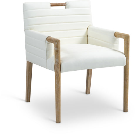 Aimee Vegan Leather Dining Arm Chair in Cream from Meridian - Luna Furniture