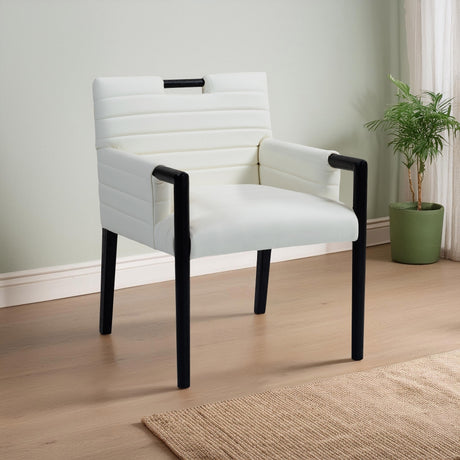 Aimee Vegan Leather Dining Arm Chair in Cream from Meridian - Luna Furniture