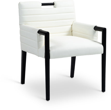 Aimee Vegan Leather Dining Arm Chair in Cream from Meridian - Luna Furniture