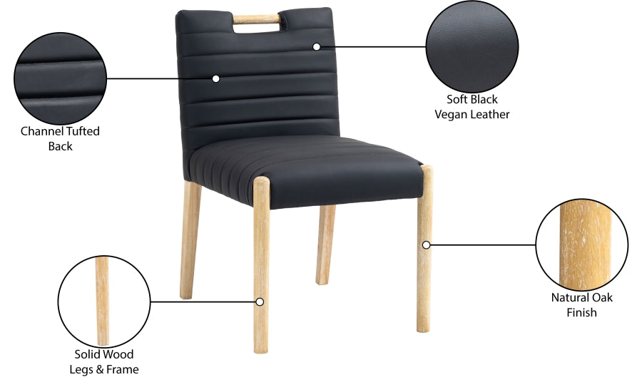 Aimee Vegan Leather Dining Side Chair in Black, Set of 2 from Meridian - Luna Furniture