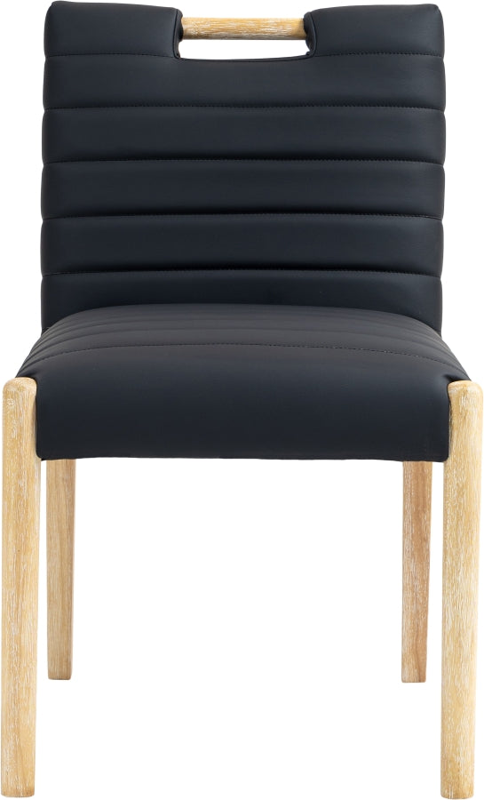 Aimee Vegan Leather Dining Side Chair in Black, Set of 2 from Meridian - Luna Furniture