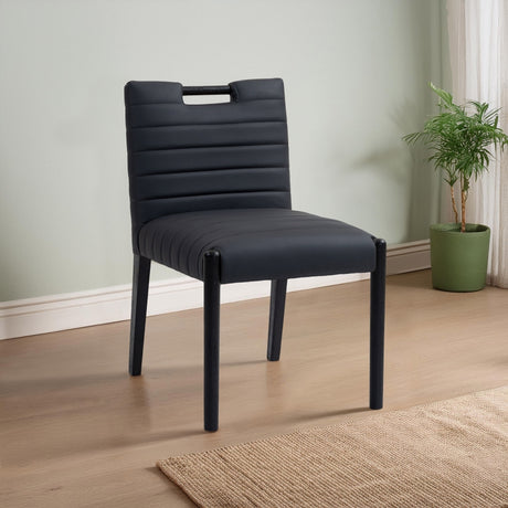 Aimee Vegan Leather Dining Side Chair in Black, Set of 2 from Meridian - Luna Furniture