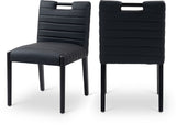 Aimee Vegan Leather Dining Side Chair in Black, Set of 2 from Meridian - Luna Furniture