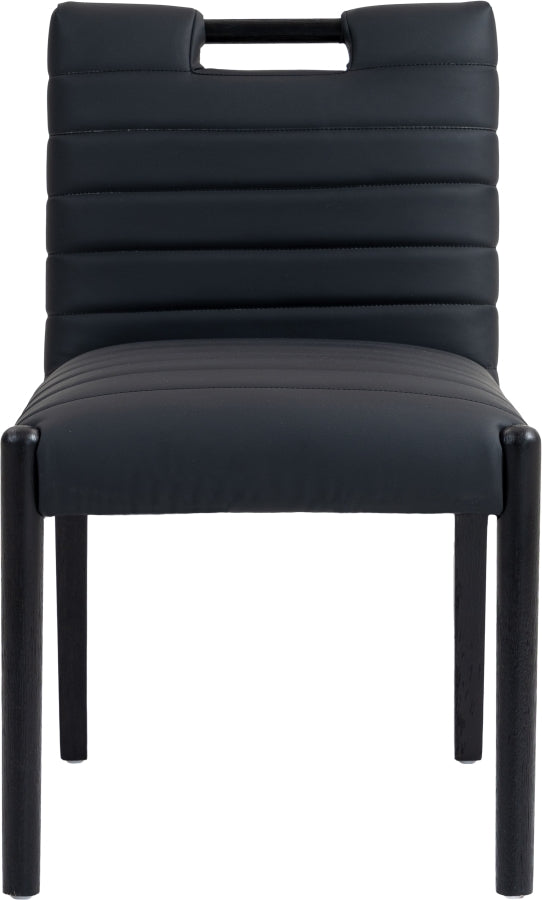 Aimee Vegan Leather Dining Side Chair in Black, Set of 2 from Meridian - Luna Furniture