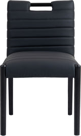 Aimee Vegan Leather Dining Side Chair in Black, Set of 2 from Meridian - Luna Furniture