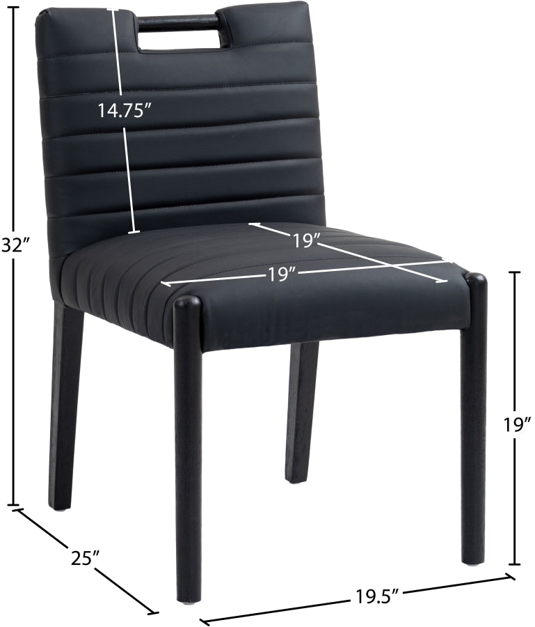 Aimee Vegan Leather Dining Side Chair in Black, Set of 2 from Meridian - Luna Furniture