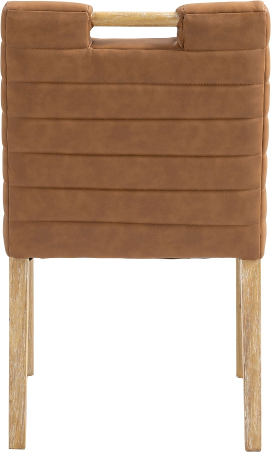 Aimee Vegan Leather Dining Side Chair in Cognac, Set of 2 from Meridian - Luna Furniture