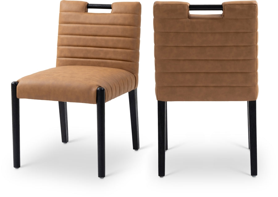 Aimee Vegan Leather Dining Side Chair in Cognac, Set of 2 from Meridian - Luna Furniture