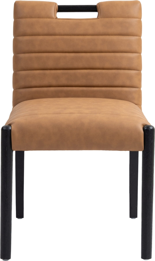 Aimee Vegan Leather Dining Side Chair in Cognac, Set of 2 from Meridian - Luna Furniture