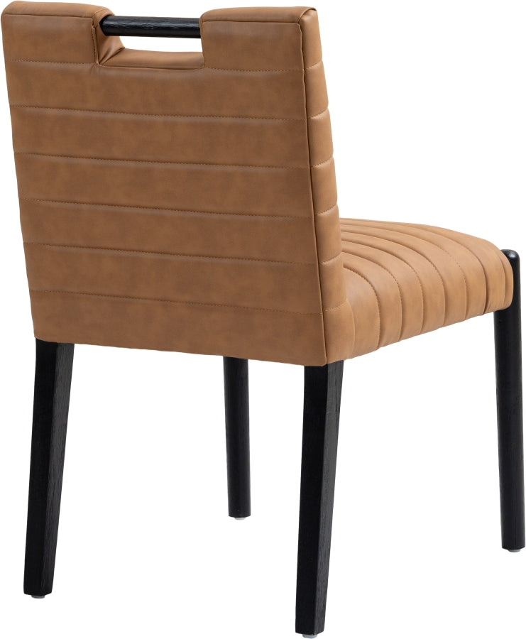 Aimee Vegan Leather Dining Side Chair in Cognac, Set of 2 from Meridian - Luna Furniture