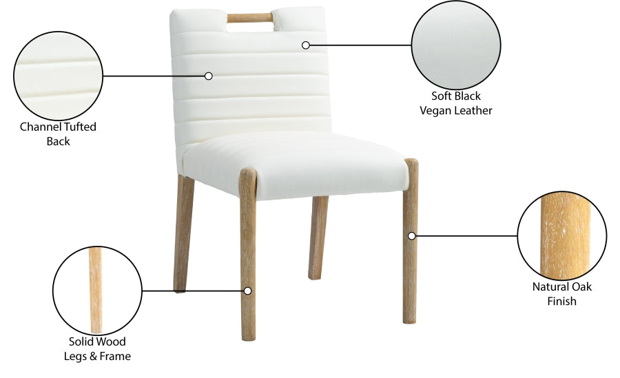 Aimee Vegan Leather Dining Side Chair in Cream, Set of 2 from Meridian - Luna Furniture