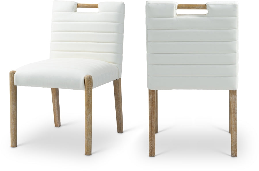 Aimee Vegan Leather Dining Side Chair in Cream, Set of 2 from Meridian - Luna Furniture