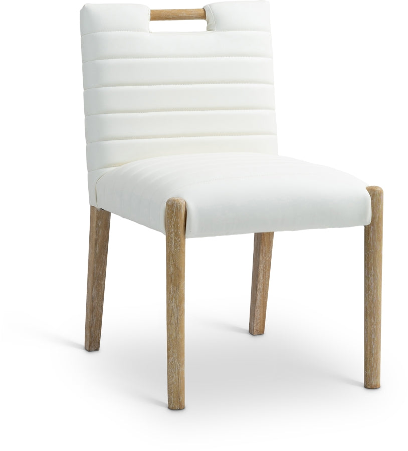 Aimee Vegan Leather Dining Side Chair in Cream, Set of 2 from Meridian - Luna Furniture