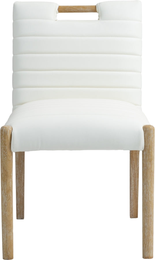 Aimee Vegan Leather Dining Side Chair in Cream, Set of 2 from Meridian - Luna Furniture