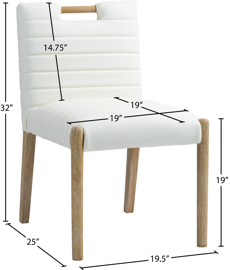 Aimee Vegan Leather Dining Side Chair in Cream, Set of 2 from Meridian - Luna Furniture