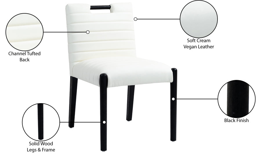 Aimee Vegan Leather Dining Side Chair in Cream, Set of 2 from Meridian - Luna Furniture