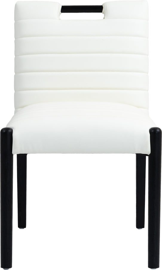 Aimee Vegan Leather Dining Side Chair in Cream, Set of 2 from Meridian - Luna Furniture