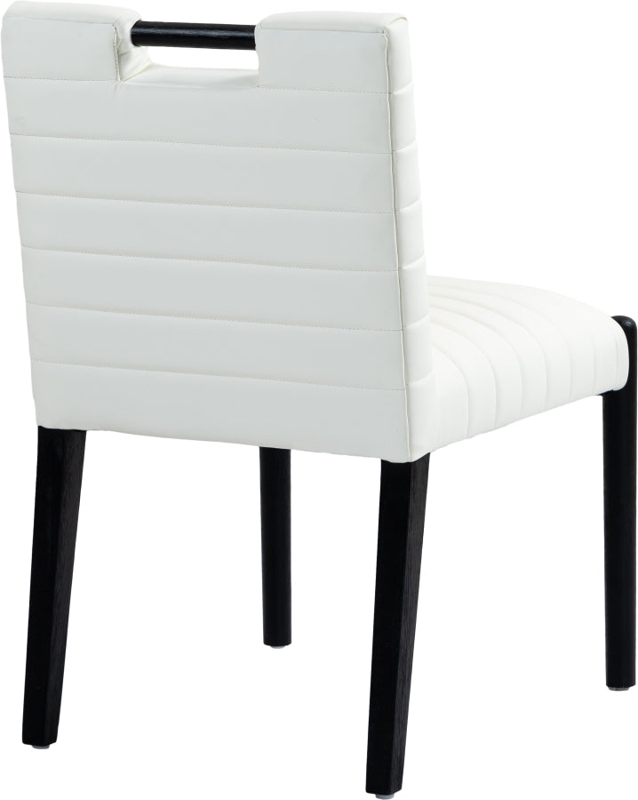 Aimee Vegan Leather Dining Side Chair in Cream, Set of 2 from Meridian - Luna Furniture