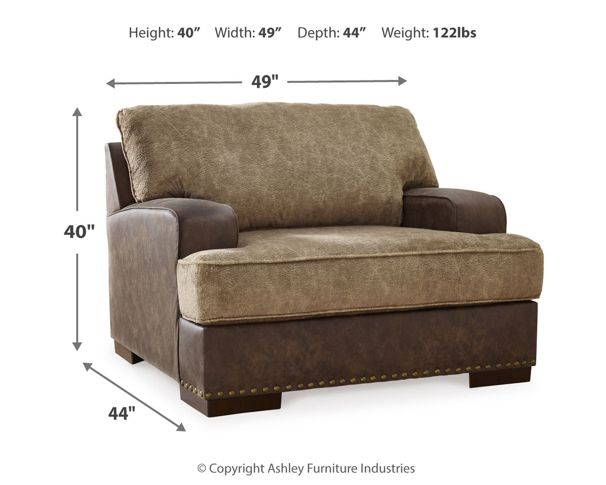 Alesbury Chair and Ottoman in Chocolate - PKG019093