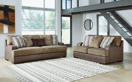 Alesbury Sofa and Loveseat in Chocolate - PKG019092