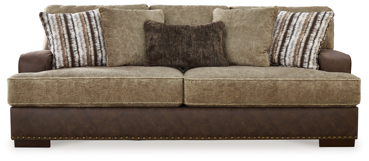 Alesbury Sofa, Loveseat, Chair and Ottoman in Chocolate - PKG019094